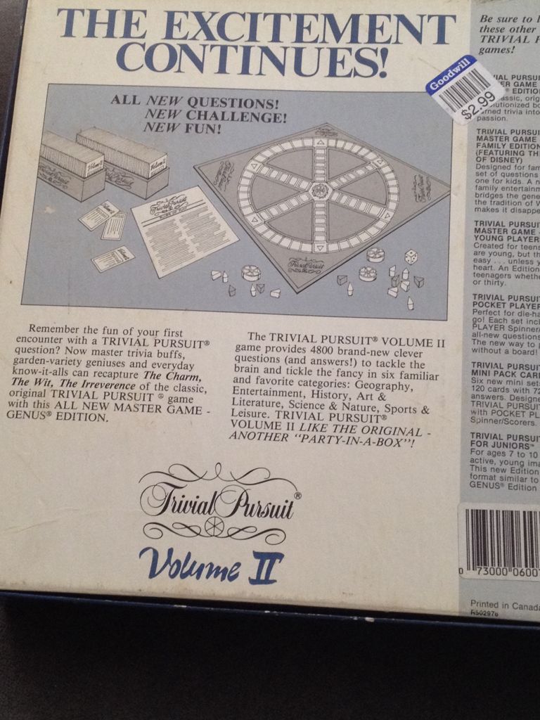 Trivial Pursuit: Genus Edition Volume II Master Game  (2-6) board game collectible [Barcode 073000060077] - Main Image 2