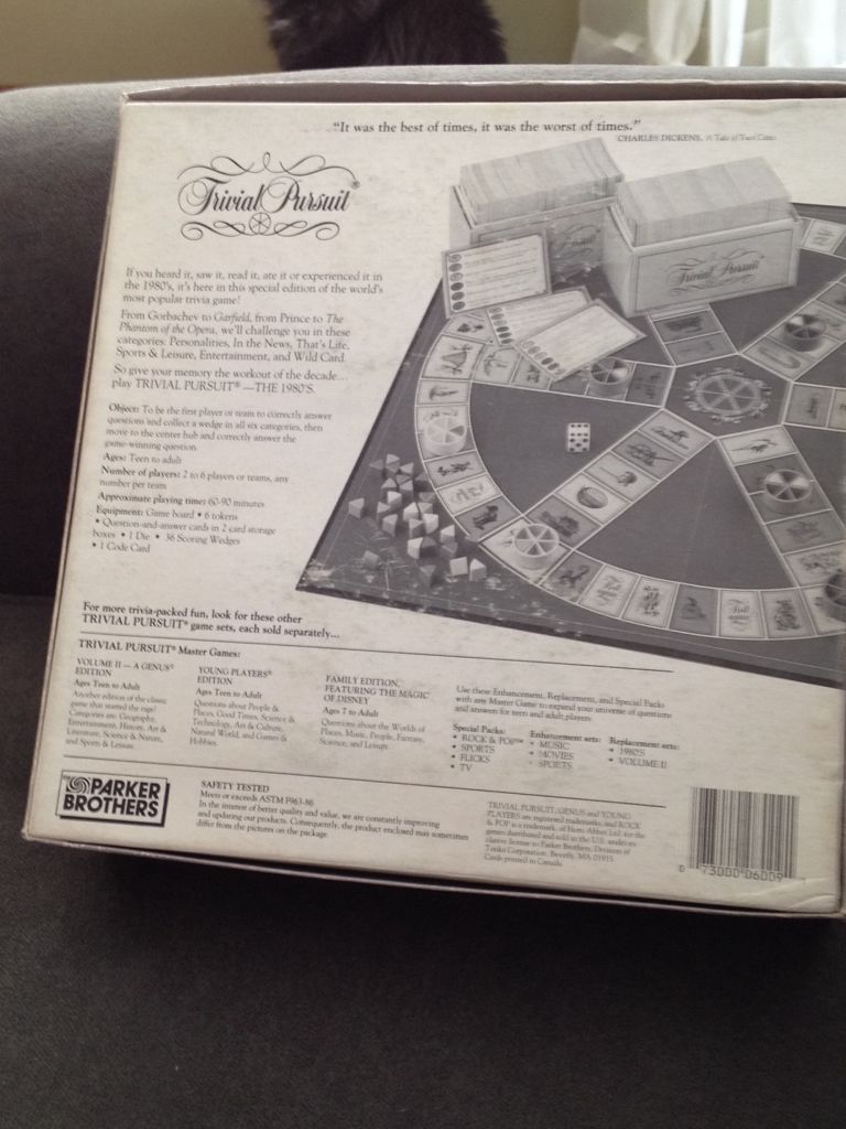 Trivial Pursuit - The 1980s  (2-6) board game collectible [Barcode 073000060091] - Main Image 2