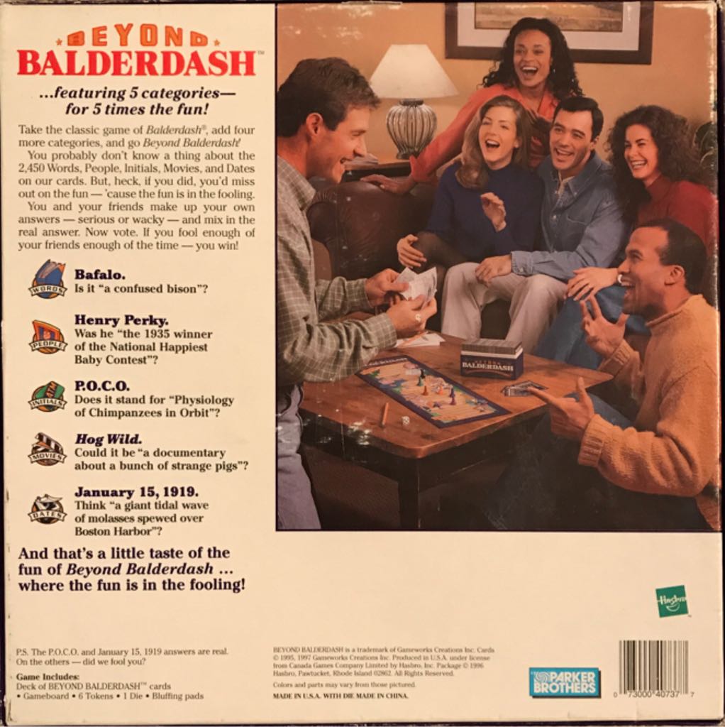 Beyond Balderdash  (2-6) board game collectible [Barcode 073000407377] - Main Image 2