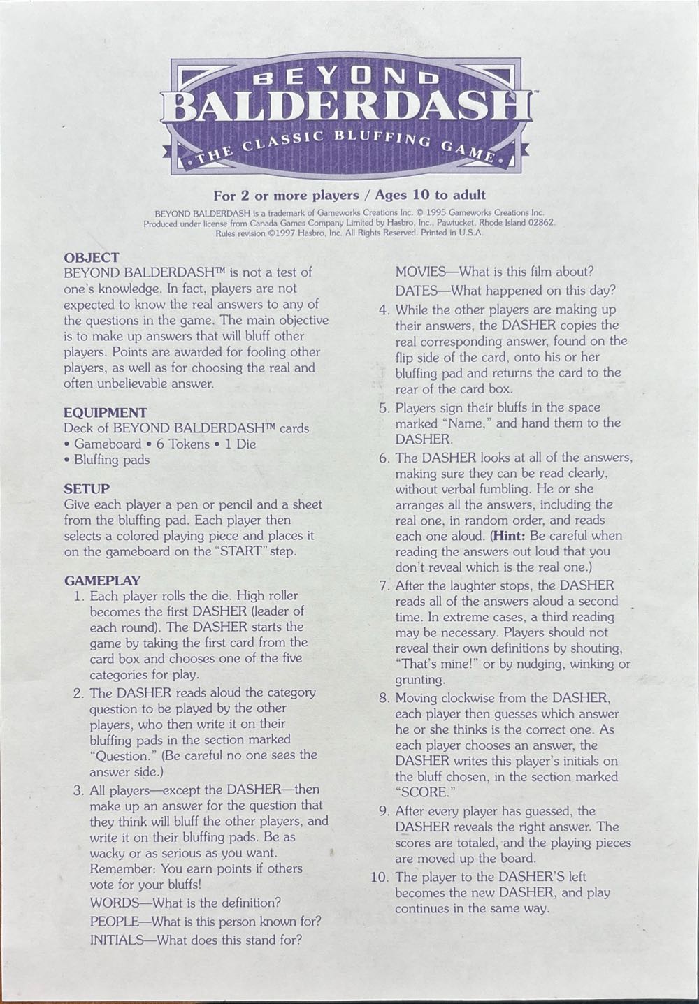 Beyond Balderdash  (2-6) board game collectible [Barcode 073000407377] - Main Image 3