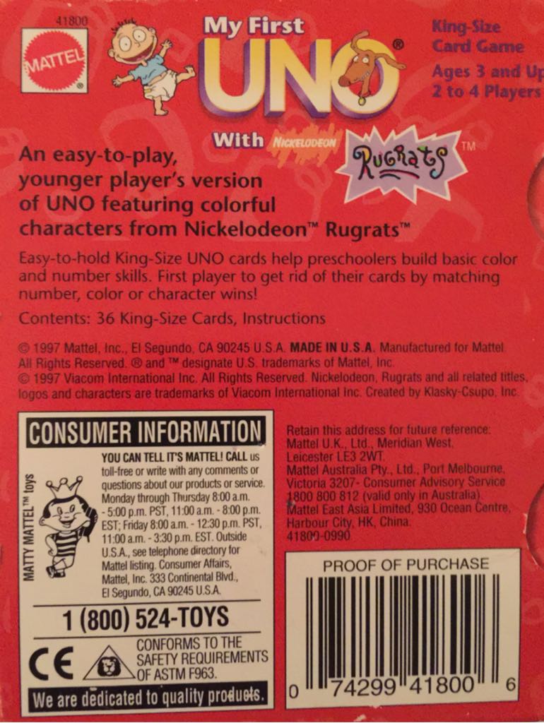 UNO, My First  (4) board game collectible [Barcode 074299418006] - Main Image 2