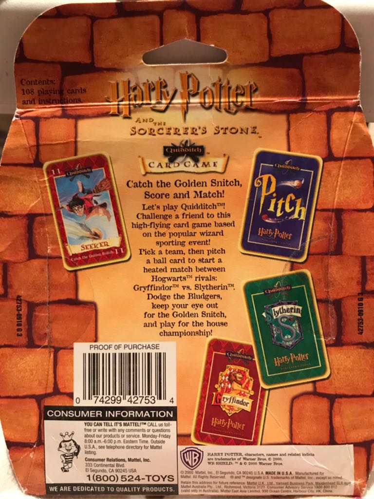 Harry Potter and the Sorcerer’s Stone Quidditch Card Game  (2) board game collectible [Barcode 074299427534] - Main Image 2