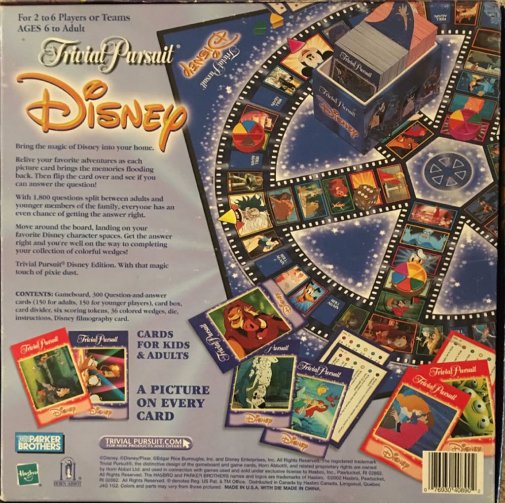 Trivial Pursuit: Disney Edition 2005  (2+) board game collectible [Barcode 076930408902] - Main Image 2