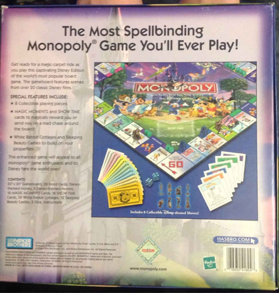 Monopoly The Disney Edition (Square Box)   (2-8) board game collectible [Barcode 076930418048] - Main Image 2