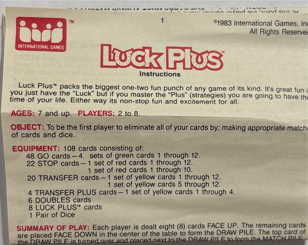 Luck Plus  (2-8) board game collectible [Barcode 078206010208] - Main Image 4