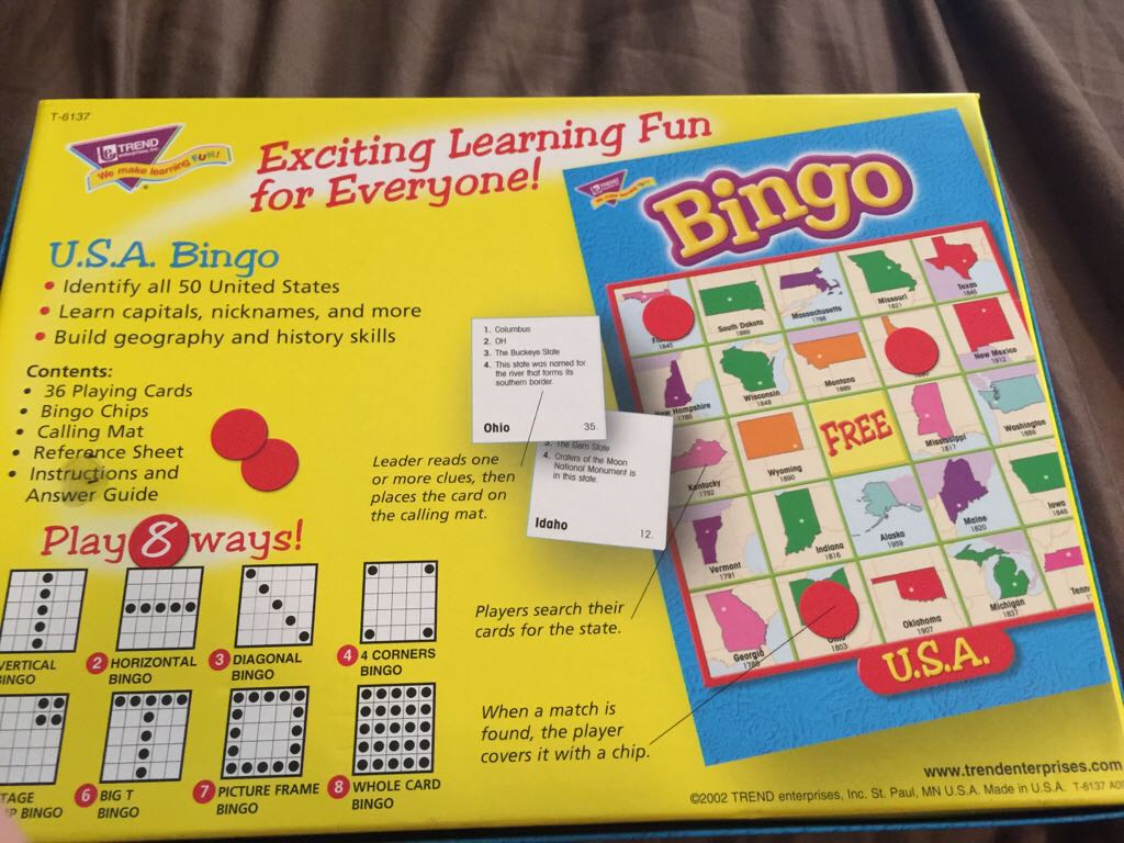 U.S.A. Bingo  (3-36) board game collectible [Barcode 078628061376] - Main Image 2