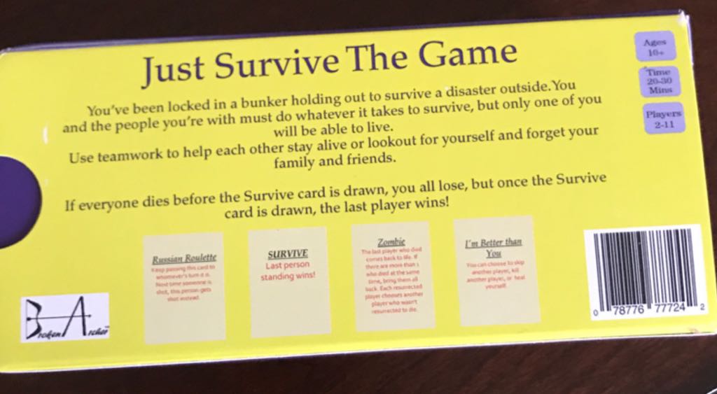 Just Survive The Game  (2-11) board game collectible [Barcode 078776777242] - Main Image 2