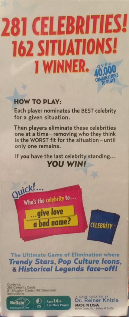 Celebrity Throw Down  (3 or More) board game collectible [Barcode 079346001569] - Main Image 2