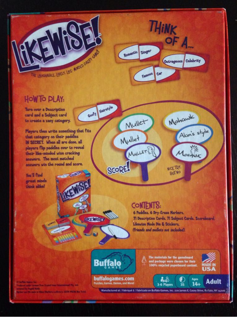 Likewise! - Incomplete  (3-6) board game collectible [Barcode 079346001736] - Main Image 2