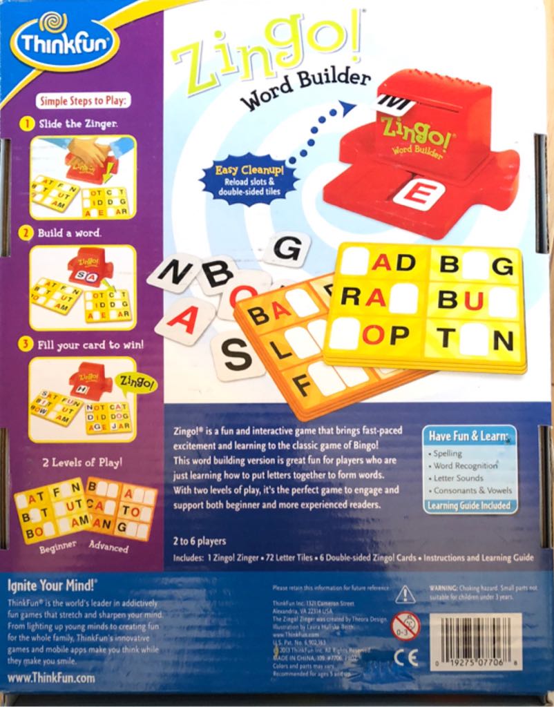 Zingo! : Word Builder  (2-6) board game collectible [Barcode 019275077068] - Main Image 2