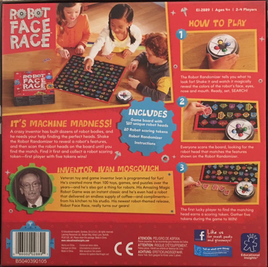Robot Face Race  (2-4) board game collectible [Barcode 086002028891] - Main Image 2