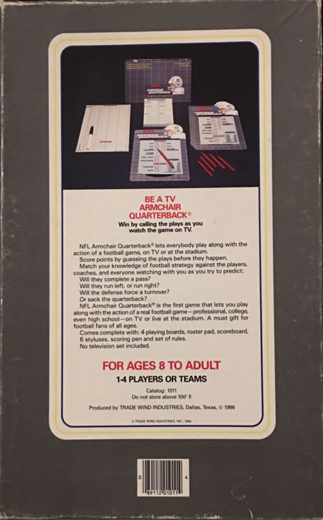 NFL Armchair Quarterback  (Teams or 1-4) board game collectible [Barcode 089112010114] - Main Image 2