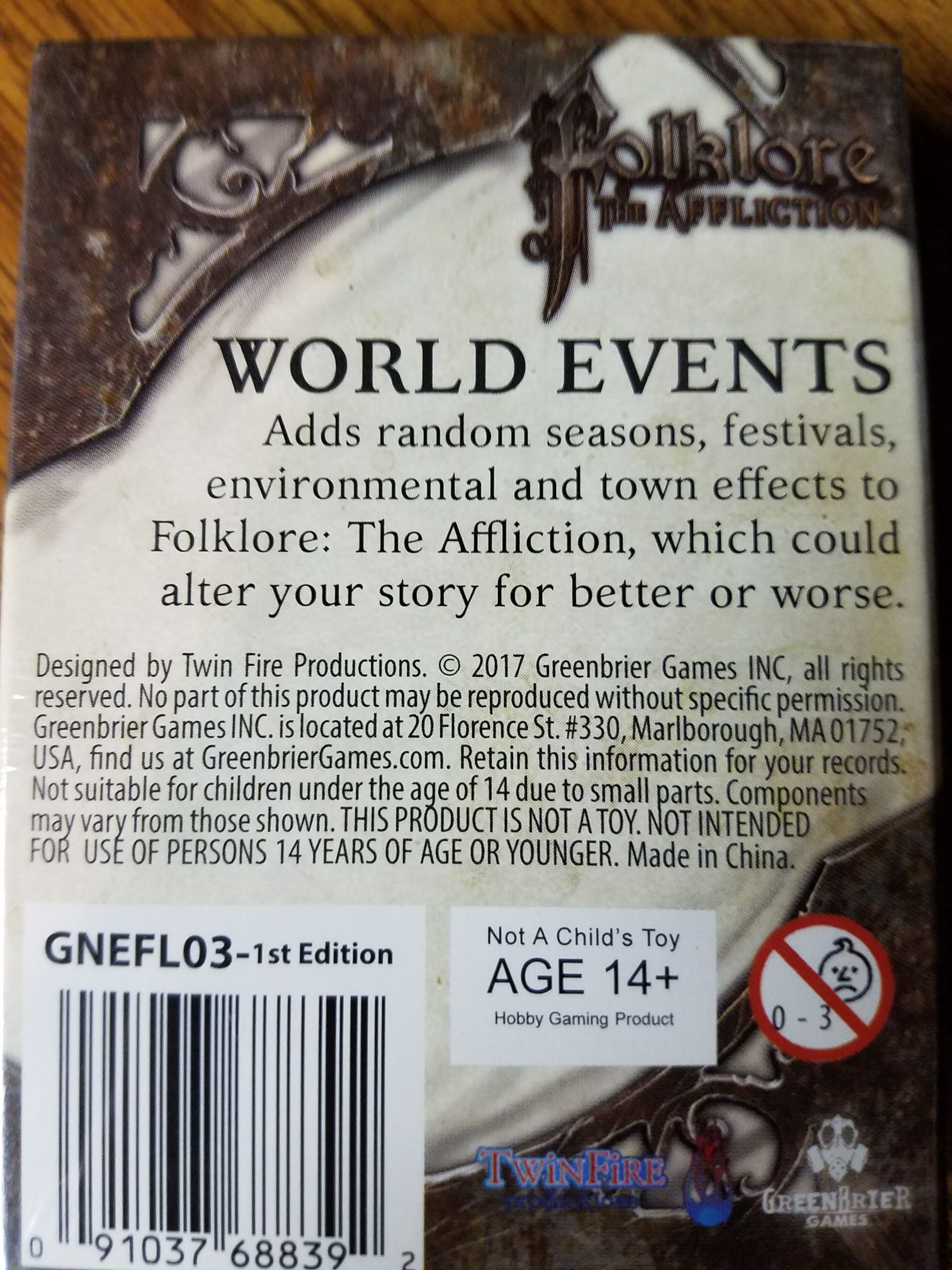 Folklore The Affliction: World Events  (1-5) board game collectible [Barcode 091037688392] - Main Image 2