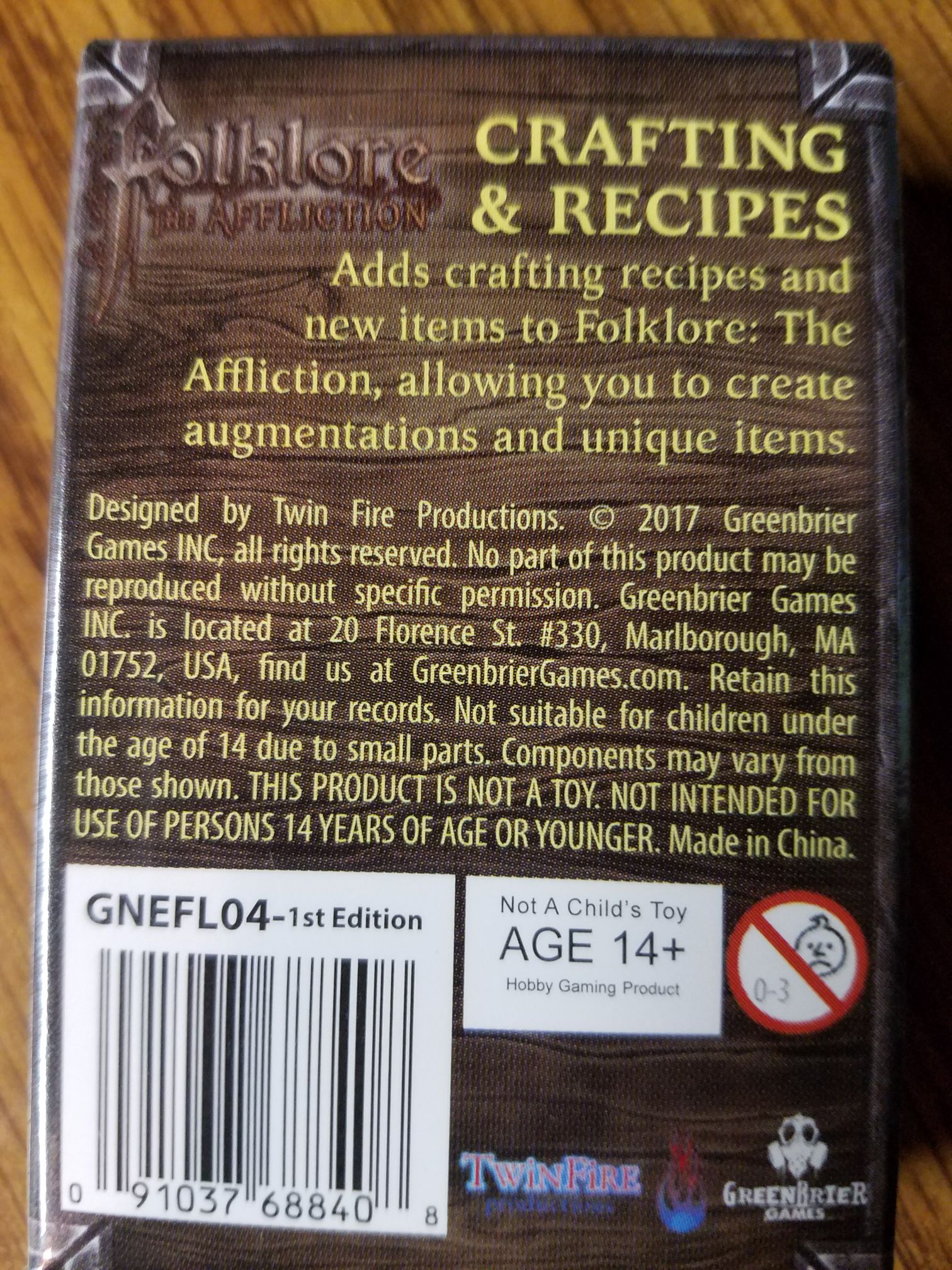 Folklore the Affliction  board game collectible [Barcode 091037688408] - Main Image 2