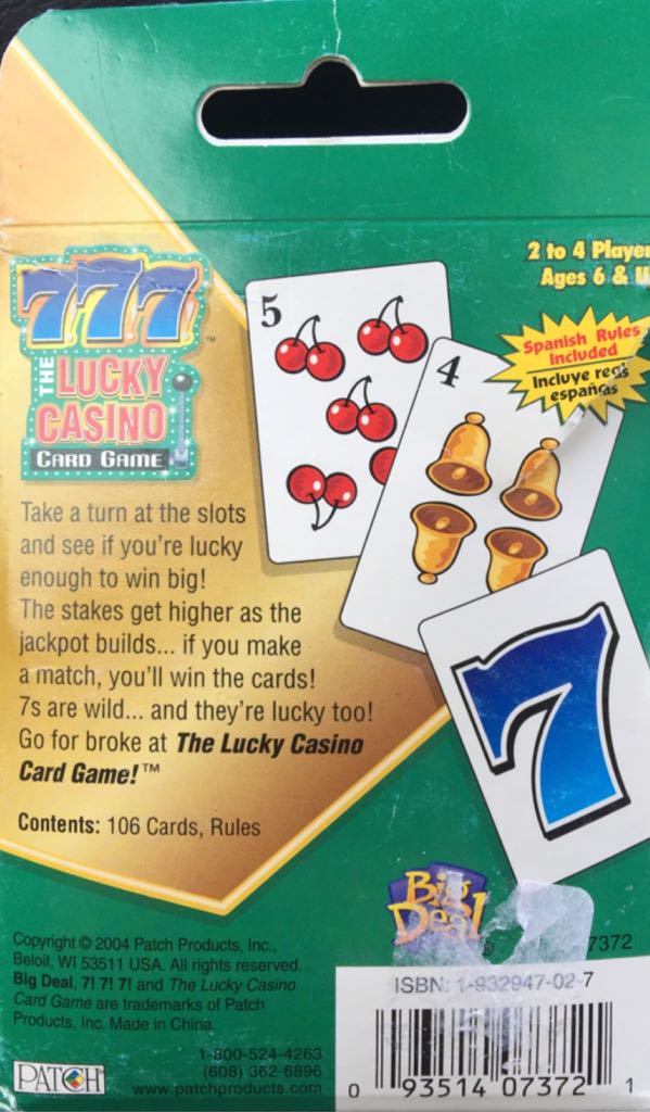 7/7/7 Lucky Casino  (2-4) board game collectible [Barcode 093514073721] - Main Image 2