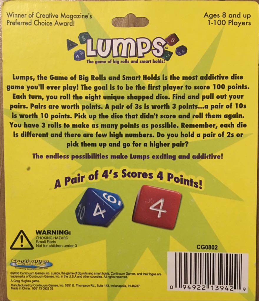 Lumps  (1-100) board game collectible [Barcode 094922139429] - Main Image 2
