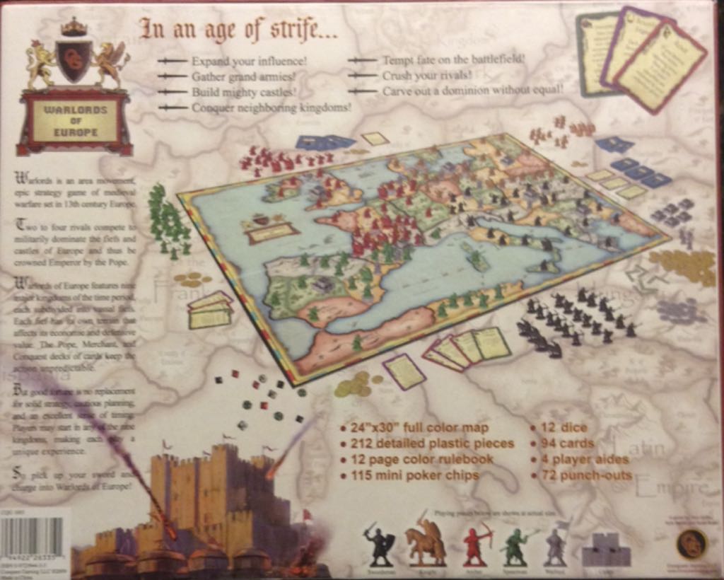 Warlords of Europe  (2 to 4) board game collectible [Barcode 094922283351] - Main Image 2