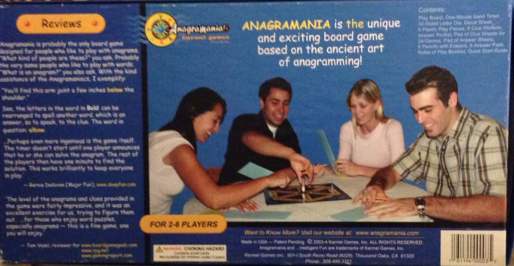 Anagramania!  (2-6) board game collectible [Barcode 181194000035] - Main Image 2