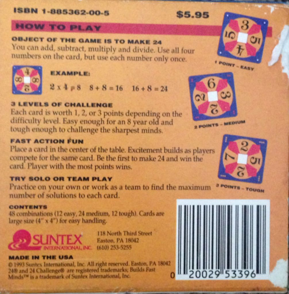 24 Game  (1+) board game collectible [Barcode 020029533969] - Main Image 2