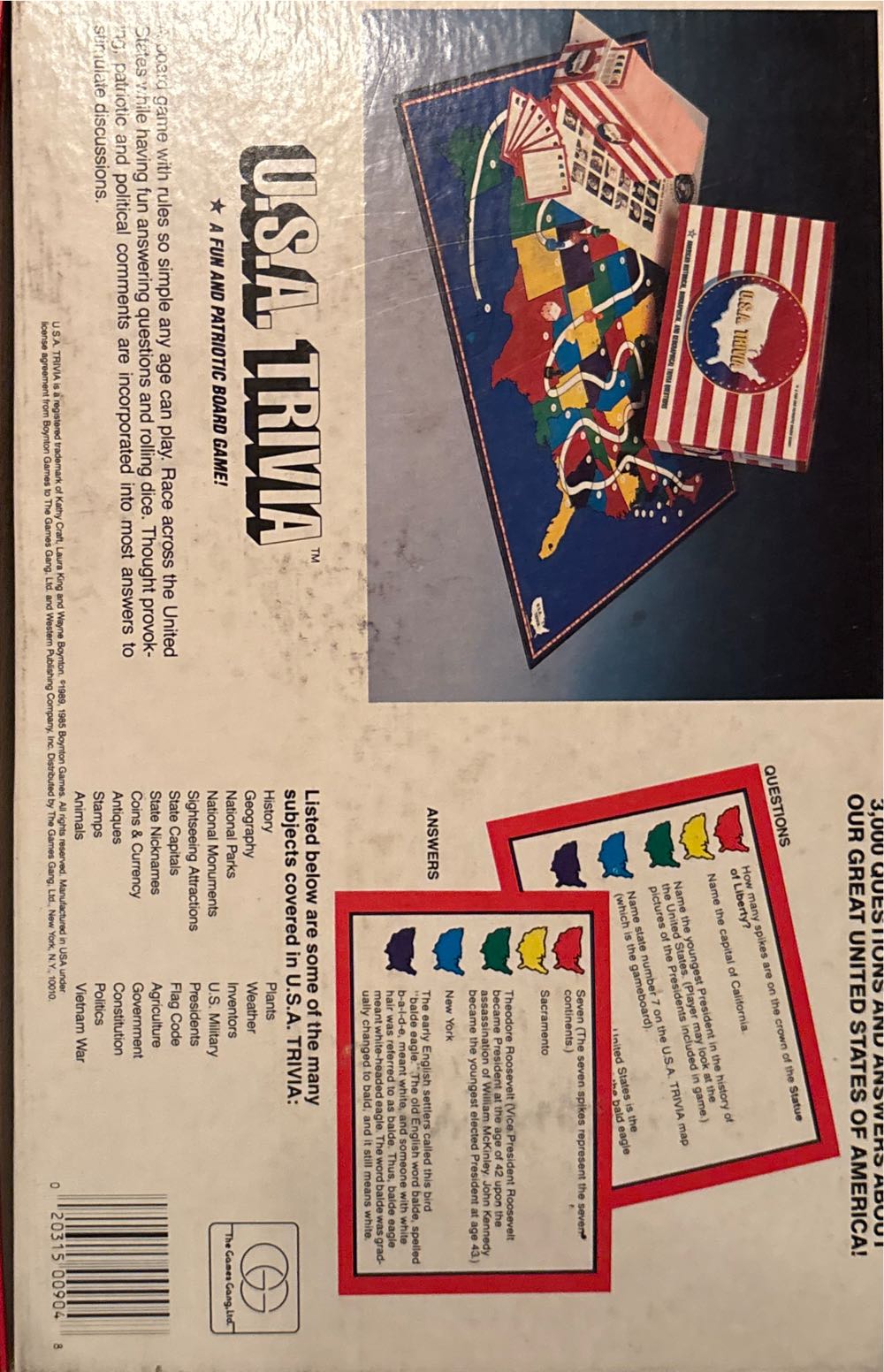 U.S.A. Trivia  board game collectible [Barcode 020315009048] - Main Image 2