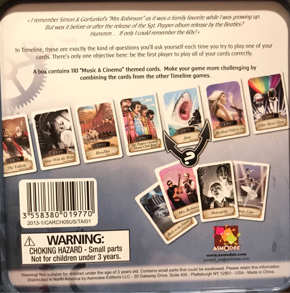 Timeline Music and Cinema  (2-8) board game collectible [Barcode 3558380019770] - Main Image 2