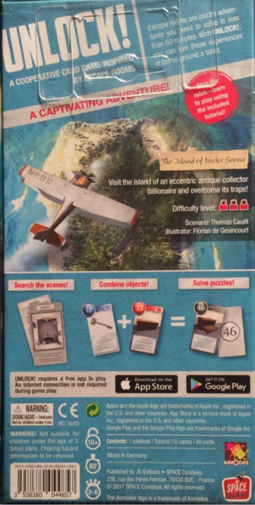 UNLOCK! Escape Adventures The Island of Doctor Goorse  (2-6) board game collectible [Barcode 3558380044857] - Main Image 2