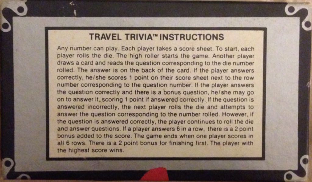 Travel Trivia  (2+) board game collectible [Barcode 021793804071] - Main Image 2