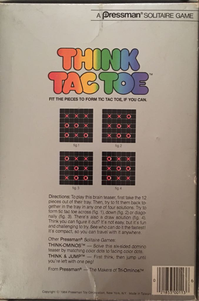 Think Tac Toe  (1) board game collectible [Barcode 021853001136] - Main Image 2