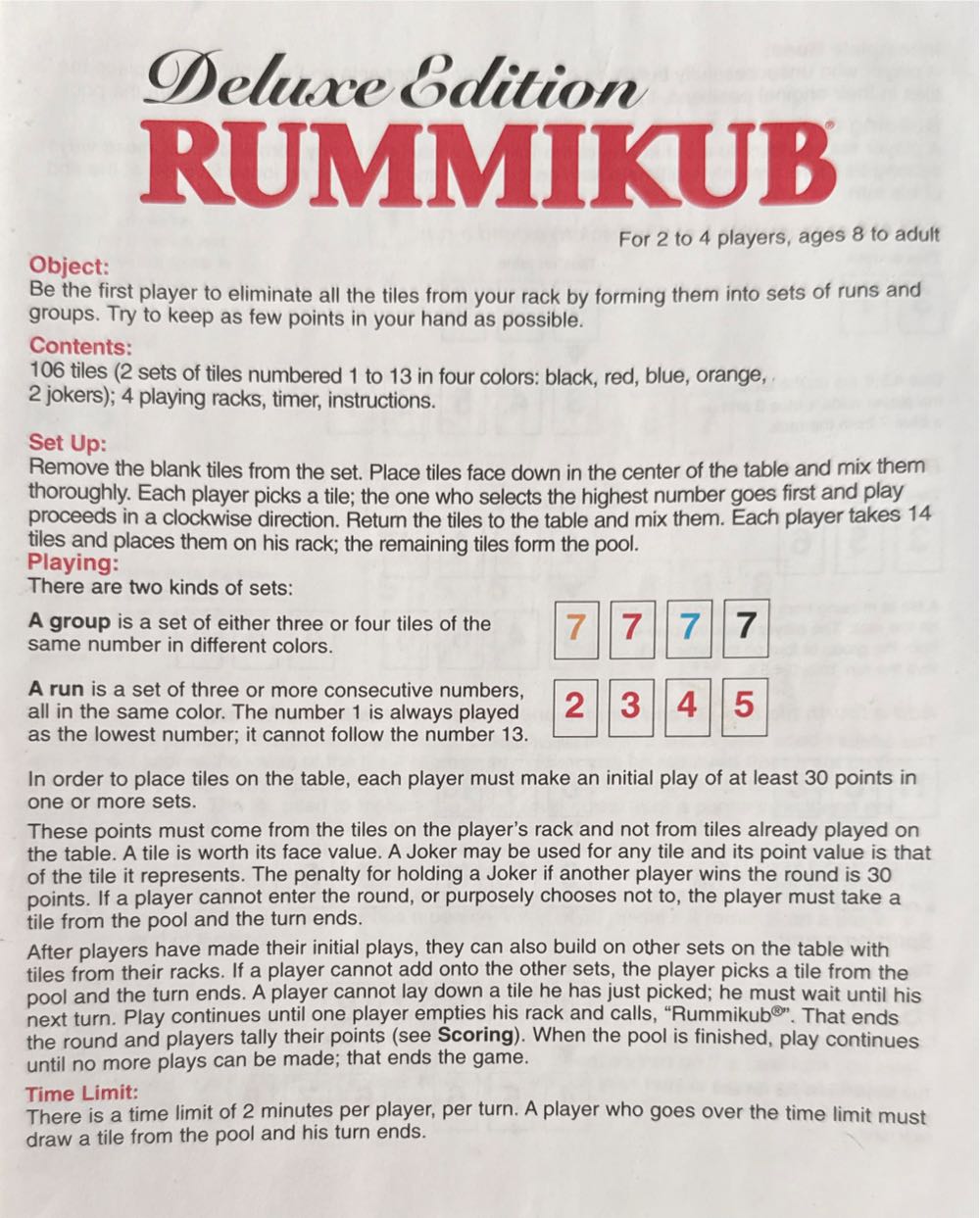 Rummikub Deluxe Edition  (2-4) board game collectible [Barcode 021853004250] - Main Image 2