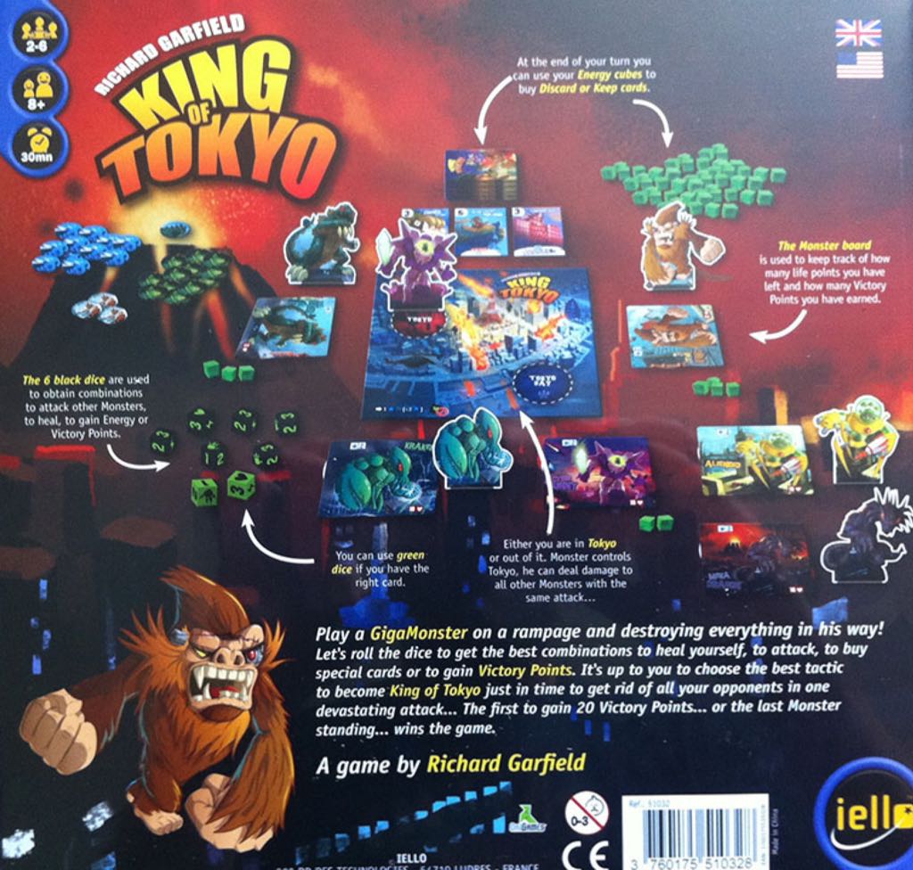 King of Tokyo  (2-6) board game collectible [Barcode 3760175510212] - Main Image 2