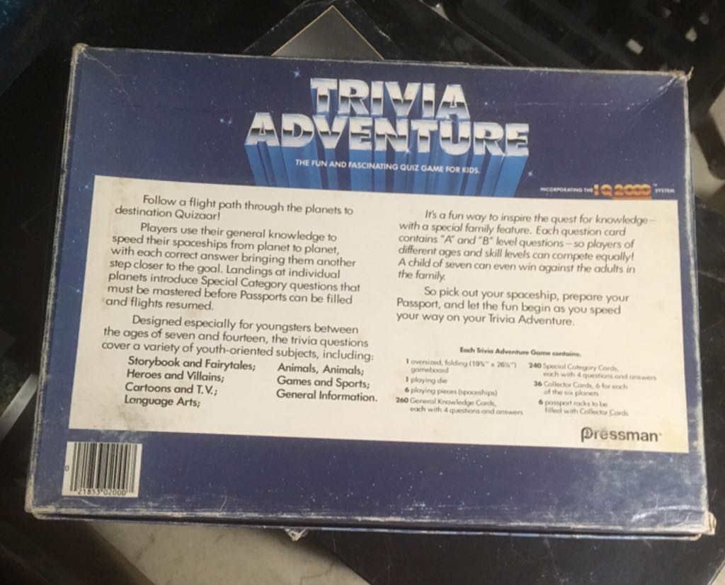 Trivia Adventure   (2-6) board game collectible [Barcode 021853020007] - Main Image 2