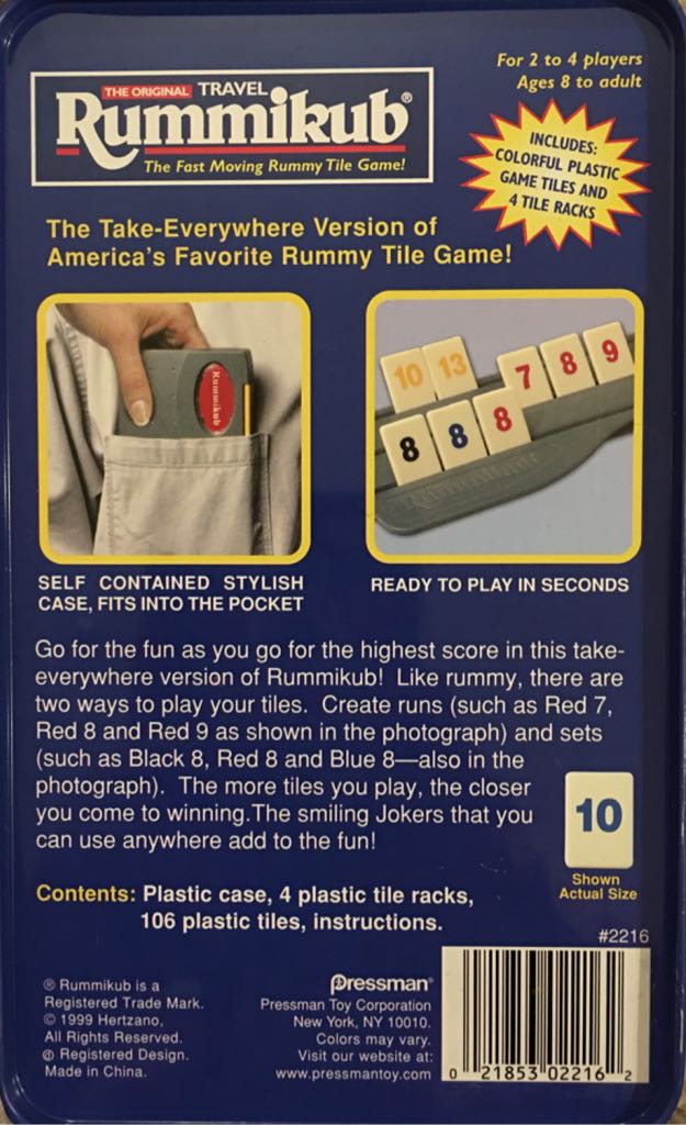 Rummikub : Travel Edition  (2-4) board game collectible [Barcode 021853022162] - Main Image 2