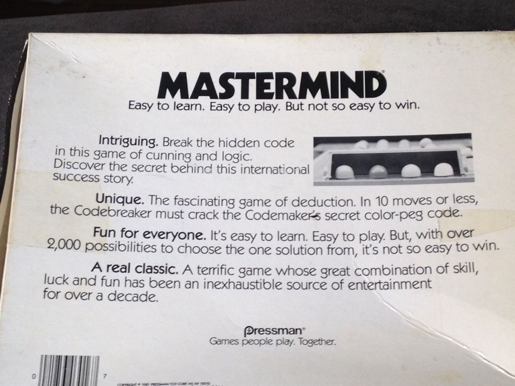 Mastermind (1981)  (2) board game collectible [Barcode 021853030167] - Main Image 2