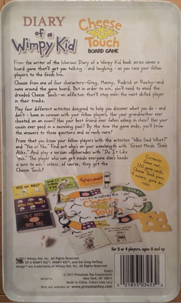 Diary Of A Wimpy Kid : Cheese Touch Board Game  (3-4) board game collectible [Barcode 021853034530] - Main Image 2