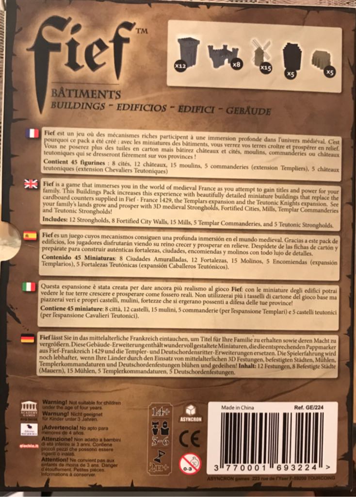 Fief: Batiments  (3 to 6) board game collectible [Barcode 3770001693224] - Main Image 2