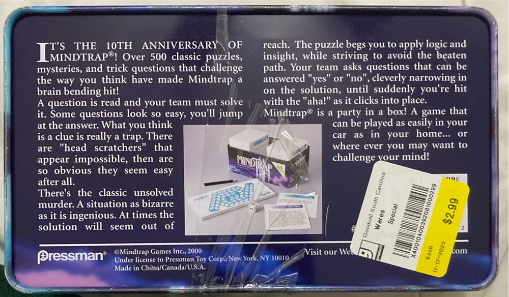 Mindtrap 10th Anniversary Ed.  (2+) board game collectible [Barcode 021853036022] - Main Image 2