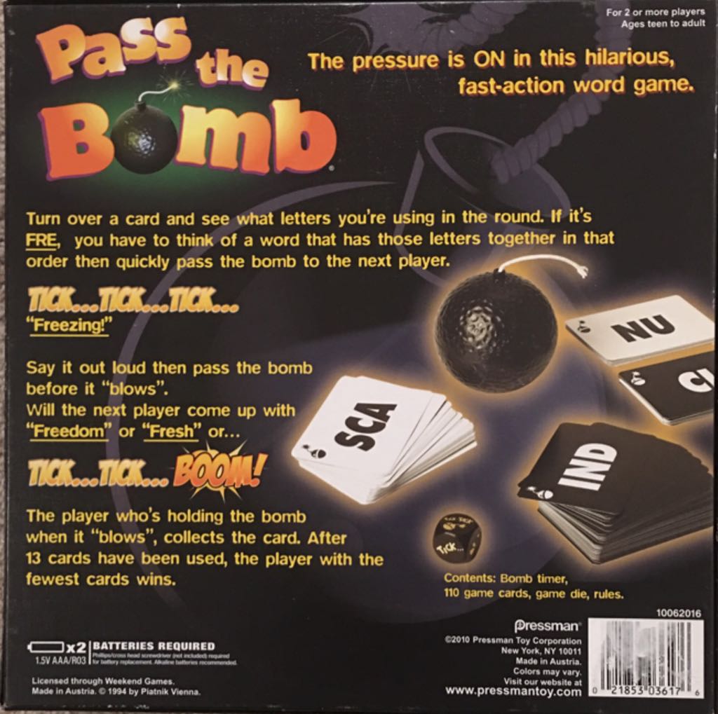 Pass the Bomb  (2+) board game collectible [Barcode 021853036176] - Main Image 2
