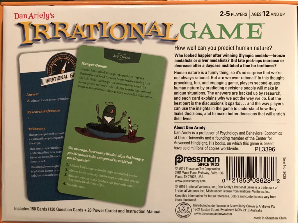 Irrational Game  (2 to 5) board game collectible [Barcode 021853036282] - Main Image 2