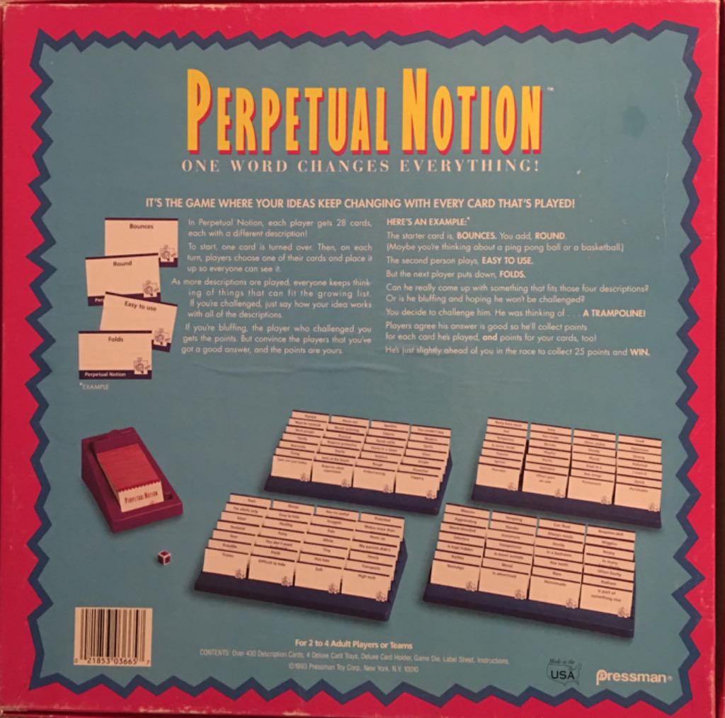 Perpetual Notion  (2-4 Teams or) board game collectible [Barcode 021853036657] - Main Image 2