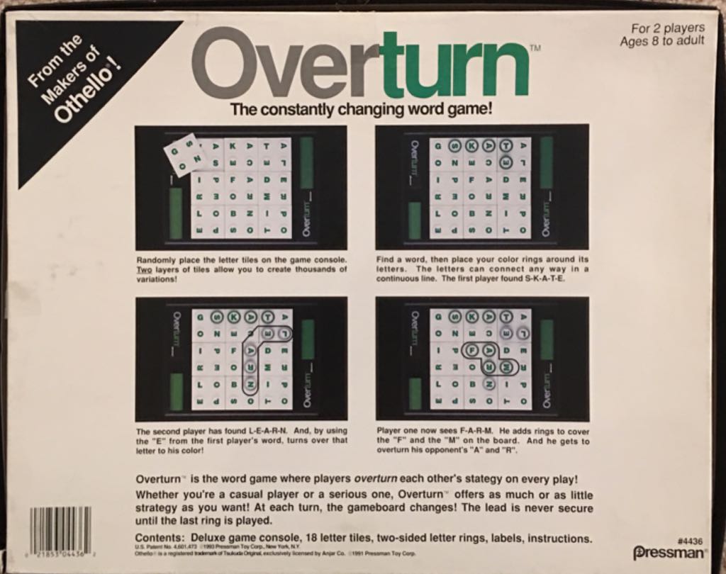 Overturn  (2) board game collectible [Barcode 021853044362] - Main Image 2