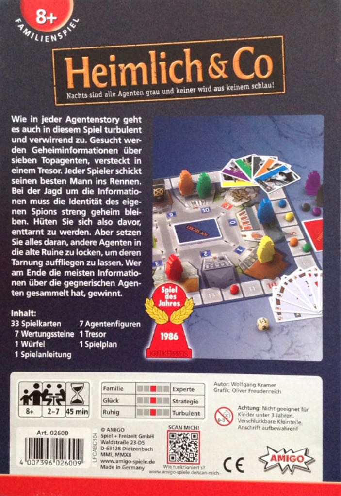 Heimlich & Co SPIEL des Jahres 1986  (2-7) board game collectible [Barcode 4007396026009] - Main Image 2