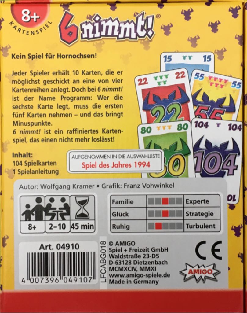 6 nimmt!  (2-10) board game collectible [Barcode 4007396049107] - Main Image 2