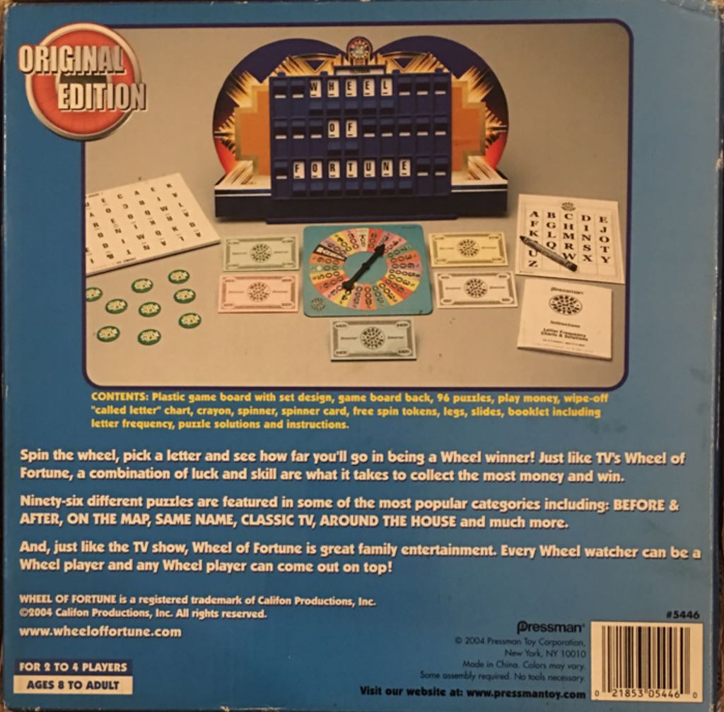 Wheel Of Fortune : Original Edition  (2-4) board game collectible [Barcode 021853054460] - Main Image 2