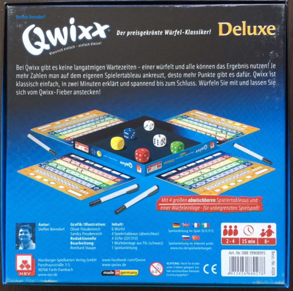 Qwixx Deluxe  (2-4) board game collectible [Barcode 4012426880278] - Main Image 2