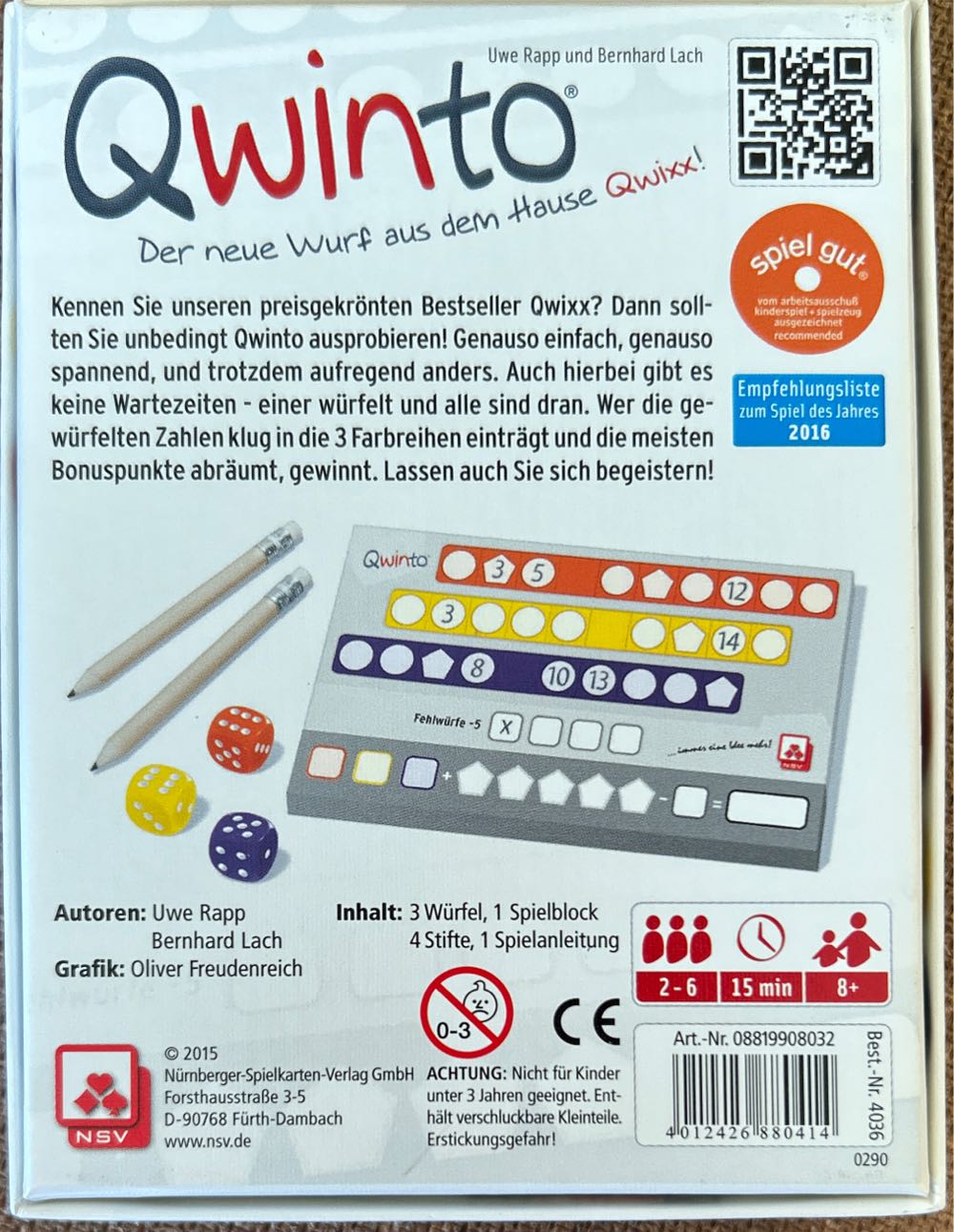 Qwinto  (2-6) board game collectible [Barcode 4012426880414] - Main Image 3