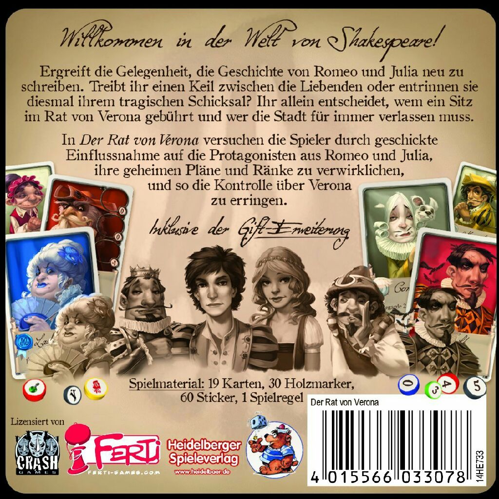 Der Rat Von Verona - Kartenspiel Von Heidelberger - Neu  (2-5) board game collectible [Barcode 4015566033078] - Main Image 2