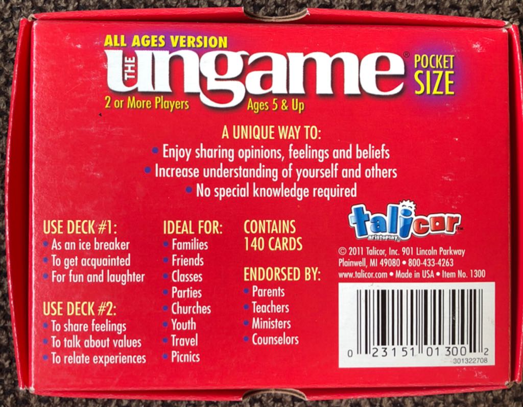 The Ungame  (2+) board game collectible [Barcode 023151013002] - Main Image 2
