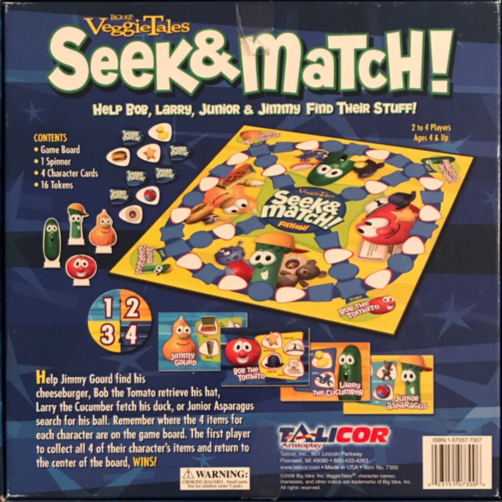 VeggieTales Seek & Match  (2-4) board game collectible [Barcode 023151073006] - Main Image 2