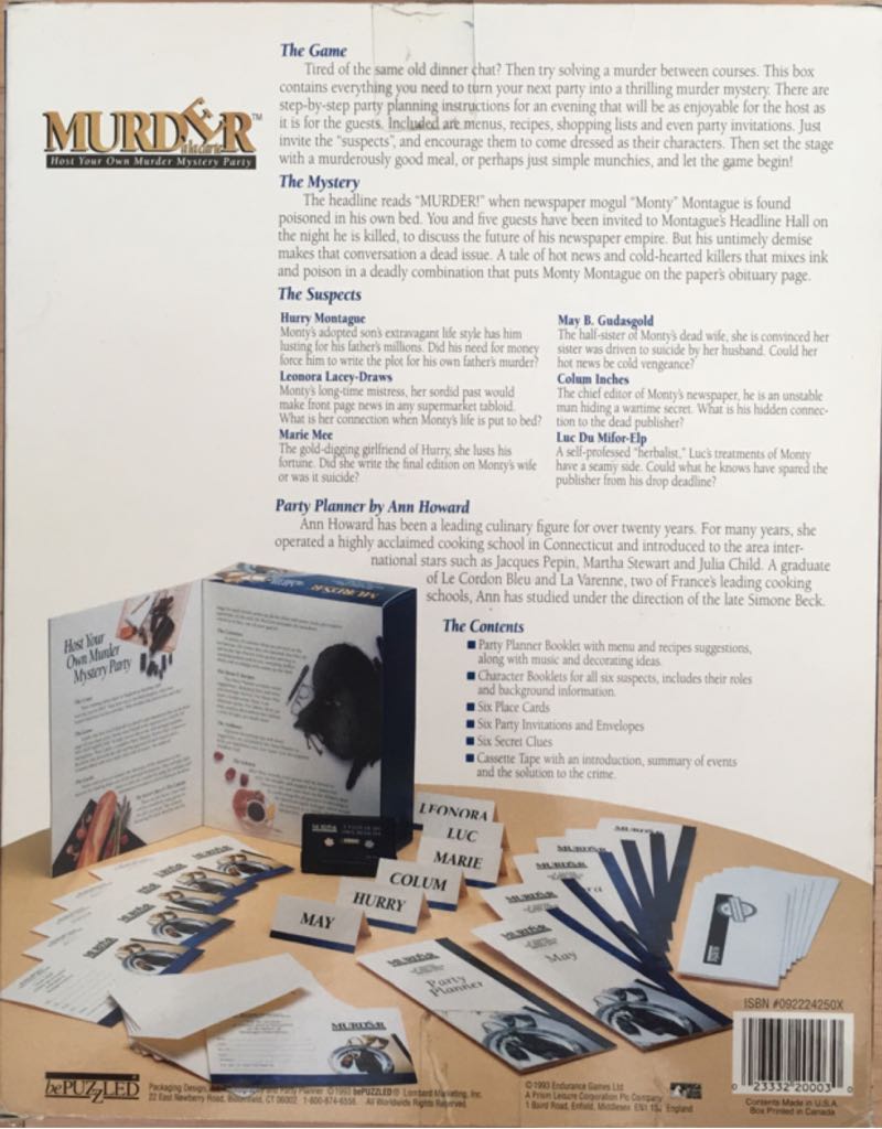 Murder Alacarte : A Taste Of His Own Medicine  (6) board game collectible [Barcode 023332200030] - Main Image 2