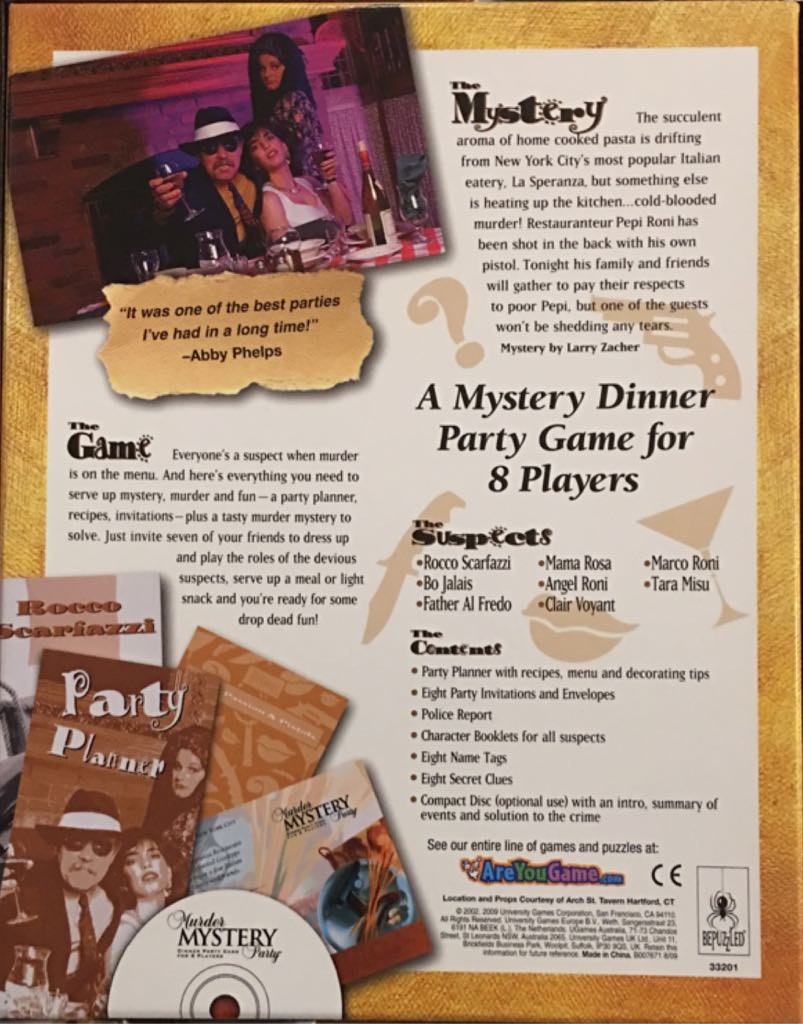 Murder Mystery Party : Pasta, Passion & Pistols  (8) board game collectible [Barcode 023332200078] - Main Image 2